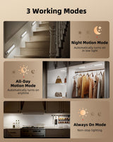 EZVALO 3-Pack Under Cabinet Lighting, 2400mAh Rechargeable Motion Sensor Light, 10inch Magnetic Closet Lights with Dimmable & 3 Color Temps, Wireless Motion Activated Lights with Remote for Kitchen