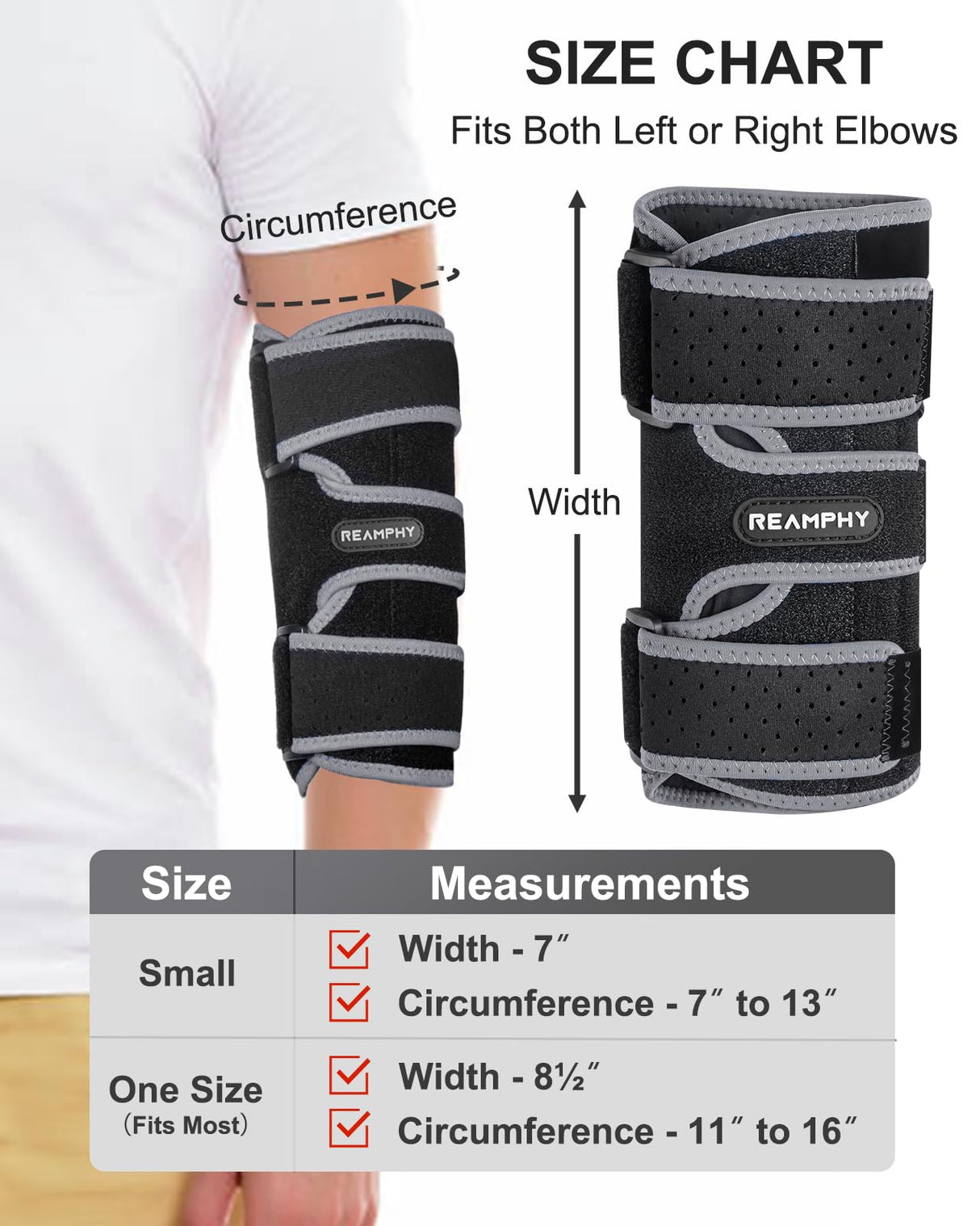 Reamphy Elbow Brace,Comfortable Night Elbow Sleep Support,Elbow Splint, Adjustable Stabilizer Splints, Cubital Tunnel Syndrome,Tendonitis,Ulnar Nerve,Tennis,Fits for Men and Women(Fits Most)