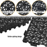 12 Pcs Drainage Mat Modular Interlocking Cushion 11.8" x 11.8" Garage Floor Tiles Non-Slip Splicing Rubber Floor Tiles for Drain, Deck, Pool, Outdoor/Indoor (Black)
