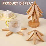 Wooden Trivets for Hot Dishes, Tree Shape Trivet Set, 4 Walnut Wood + 1 Stand stored Like a Christmas Tree,Foldable Kitchen Wooden Trivet,for Hot Dishes、Pot、Bowl、Teapot、Hot Pot Holder(Walnut Wood)