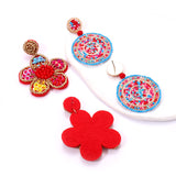 4 Pairs Beaded Earrings for Women Boho Geometric Beaded Dangle Earrings Statement Pineapple Flower Drop Earrings Colorful Summer Earrings Set Jewelry Gift (Style C)