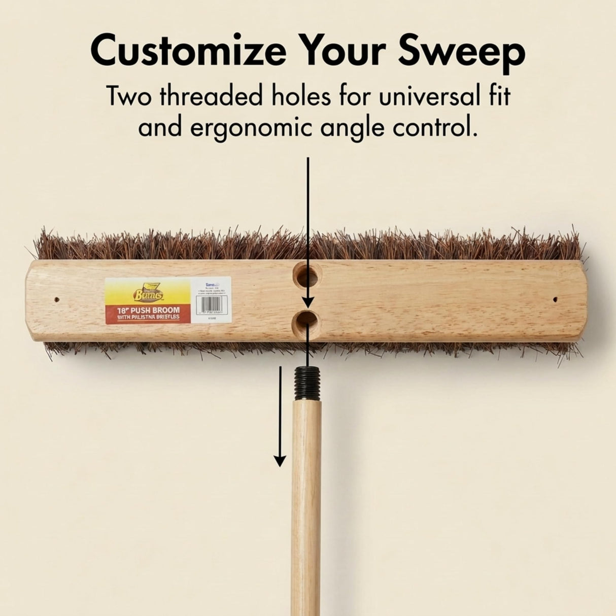 Bristles 4218 18” Push Broom Head for Indoor and Outdoor, Commercial Or Residential Use with Stiff Bristles for Heavy-Duty Work On Concrete, Patio, Garage, Stone Or Any Heavy Duty Cleaning