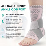 INDEEMAX Ankle Brace for Women & Men, Ankle Compression Sleeve Support Copper Infused Ankle Brace for Sprained Ankle, Plantar Fasciitis Sports, Achilles Tendonitis Pain Relief, Pink Silver, M