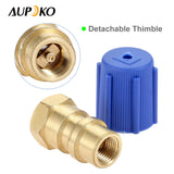 Aupoko A/C Retrofit Valve with Dust Cap, R12 R22 to R134A Fast Quick Conversion, 1/4" to 8v1 Thread, with R134A Quick Coupler Interface and Core Valve