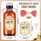 KEYWING 18 Pack 8oz Amber Glass Boston Round Bottles with Airtight Poly Cone Caps, Perfect Bottles for Homemade Vanilla Extract, Syrups, Essential Oils, Holiday & Christmas Gift