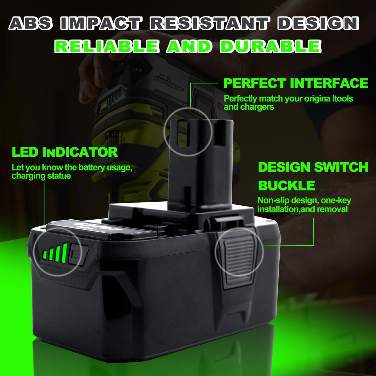 Cheerlark Upgrade 2 Pack 8.0Ah High Capacity Replacement for Ryobi 18V Battery P108 P104 P105 P102 P103 P122 P109 Li-ION Compatible with Ryobi 18V ONE+ System Cordless Power Tools and Charger