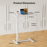 Sweetcrispy Overbed Bedside Table with Wheels, Adjustable Hospital & Home Use Bed Table, Rolling Laptop Table, Mobile Standing Desk, White