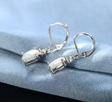 Gemsme 18K White Gold Plated Created Opal and Cubic Zirconia Dangle Earrings for Women