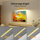 Picture Light 3Pack- 16in Picture Lights for Wall, 5000mAh Wireless Rechargeable Battery Picture Lights, Wall Light, Art Display Light for Gallery Artwork, Paintings, Portraits, Dartboards- Gold