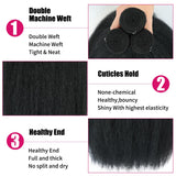 14 16 18 Kinky Straight Bundles Human Hair Yaki Straight Human Hair 3 Bundles 100% Unprocessed Brazilian Virgin Remy Hair Yaki Straight BundlesFor Black Women Natural Black Color