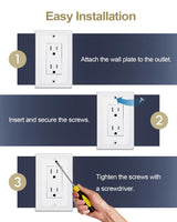 ZILLSEA Wall Plate Cover, Durable Metal Switch Plates and Outlet Covers, Decorative Pearl Design (1 Duplex 4PK, Pure White, Midsize)