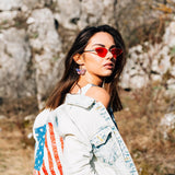 4th of July American Flag Dangle Earrings for Women Patriotic Jewelry