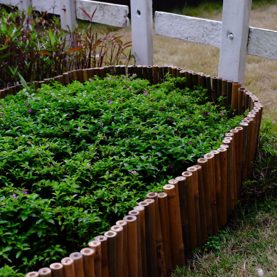 HTWNK Bamboo 2 Pack Short Fence Outdoor Landscape Edging Flexible Decorative Border 7.8'' H x 47'' L