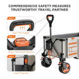 Litheli Electric Utility Wagon Cart, 150L Capacity, 450 lbs Load, Foldable Heavy-Duty Design with All-Terrain Wheels, Variable Speed Drive & Battery Power for Camping, Beach, Garden & Shopping