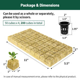 Jowlawn 1" Rockwool Cubes for Hydroponics 200 Plugs with 50 Pack 1.5 inch Net Pots Hydroponics Supplies Cups for Rooting, Clone Plants, Starting Seeds, Ideal Rockwool for Hydroponic Growing