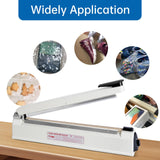 R-PACK Impulse Heat Sealer with Cutter, Heavy-Duty Bag Sealing & Cutting Machine, 2 Extra Replacements (White, 16-Inch)