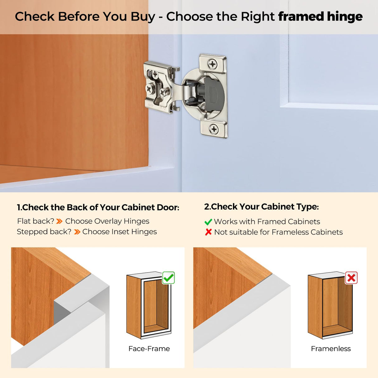 Ravinte 60 Pack (30 Pairs) 1/2 Inch Overlay Soft Close Hinges for Kitchen Cabinets - Satin Nickel Hidden Concealed Hinge, Stainless Steel, Self Closing