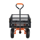 VEVOR 880lbs Steel Garden Dump Cart Utility Wagon, Heavy Duty Yard Dump Wagon Cart with Removable Sides, Pullable Handle, Utility Liner, 10in All Terrain Wheels