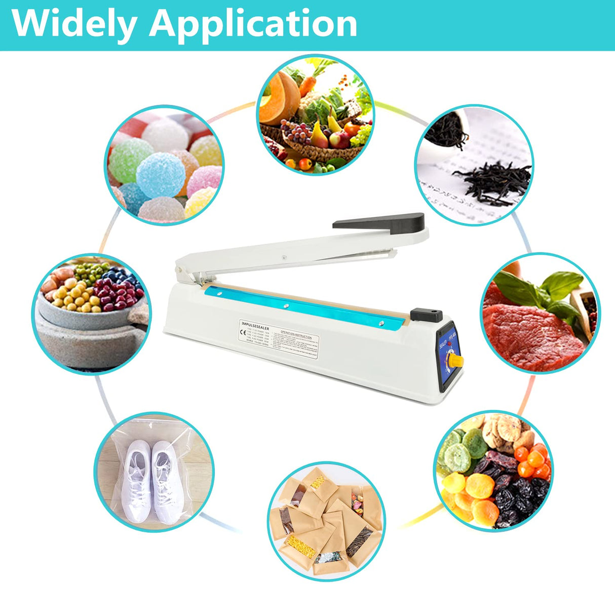 Impulse Heat Sealer Bag Sealer Machine Handheld Sealer Packaging Machine 3mm Sealing for Bag Width Sealing Machine for Self Sealing Plastic with Extra 4 Replacements 2 Fuse Kit(12 inches)