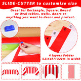 Red and White Striped Tablecloth Roll 52 in x 100 Ft with Slide Cutter Circus Carnival Party Supplies Halloween Christmas Plastic Picnic Table Cover for Indoor Outdoor Events Family Banquet Party