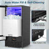 Commercial Ice Maker Machine 120 LBS/24H, 40 Ice Trays 60 LBS Cold Preservation Bin for 4-6 H, Freestanding Undercounter Ice Maker Stainless Steel, Ice Machine for Restaurant Bar Kitchen Cafe, Black
