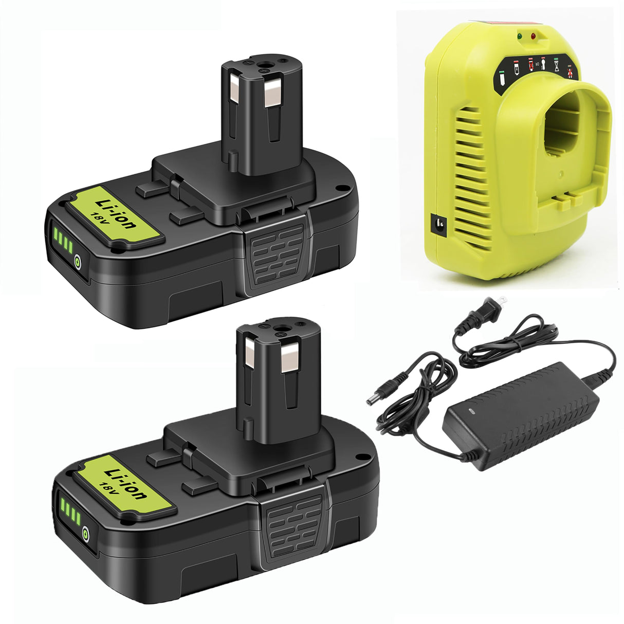 ULDERTRA 2Pack P103 3.5Ah Replacement for Ryobi 18V Battery and Charger Combo Compatible with Ryobi 18V ONE+ Cordless Tools