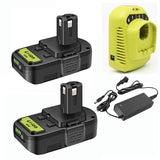 ULDERTRA 2Pack P103 3.5Ah Replacement for Ryobi 18V Battery and Charger Combo Compatible with Ryobi 18V ONE+ Cordless Tools