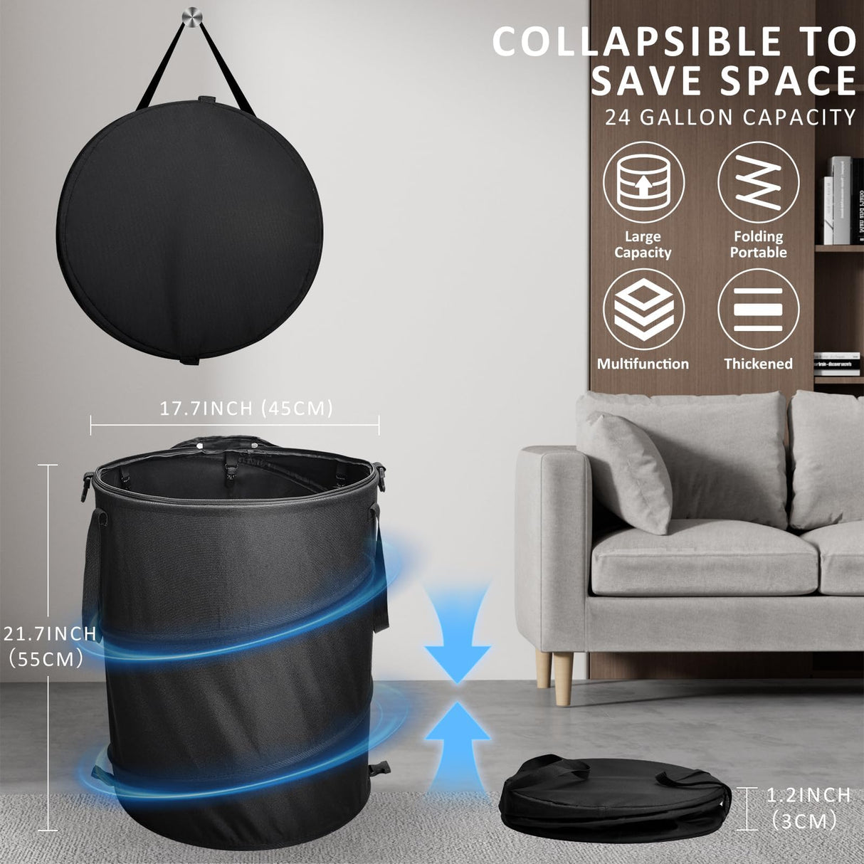 Audoyon Collapsible Camping Trash Can Pop Up Garbage with Lid