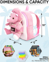 Naturally KIDS Toddler Backpack w. Plush Pink Triceratops Toy Kids Gift 2-5