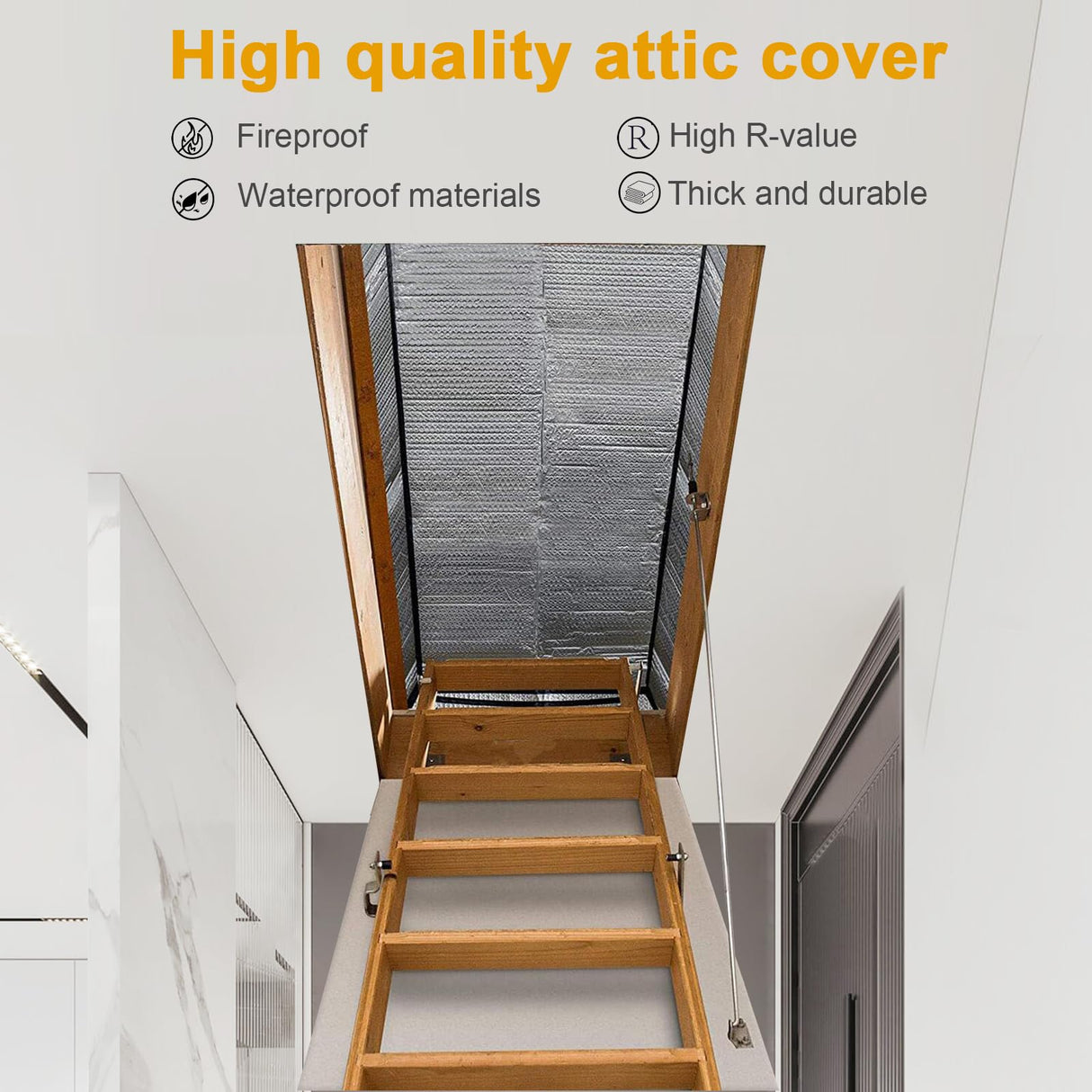 Attic Stairway Insulation Cover - Premium Energy Saving Attic Stairs Door Ladder Insulator Pull Down Tent with Zipper 25 in x 54 in x 11In (Attic Cover)