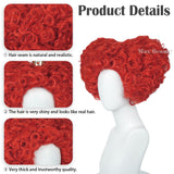 LABEAUTÉ Red Heart of Queen Cosplay Wig with Crown Women Girls Short Curly Wig Heat Resistant Synthetic Hair for Halloween Christmas Party with Cap