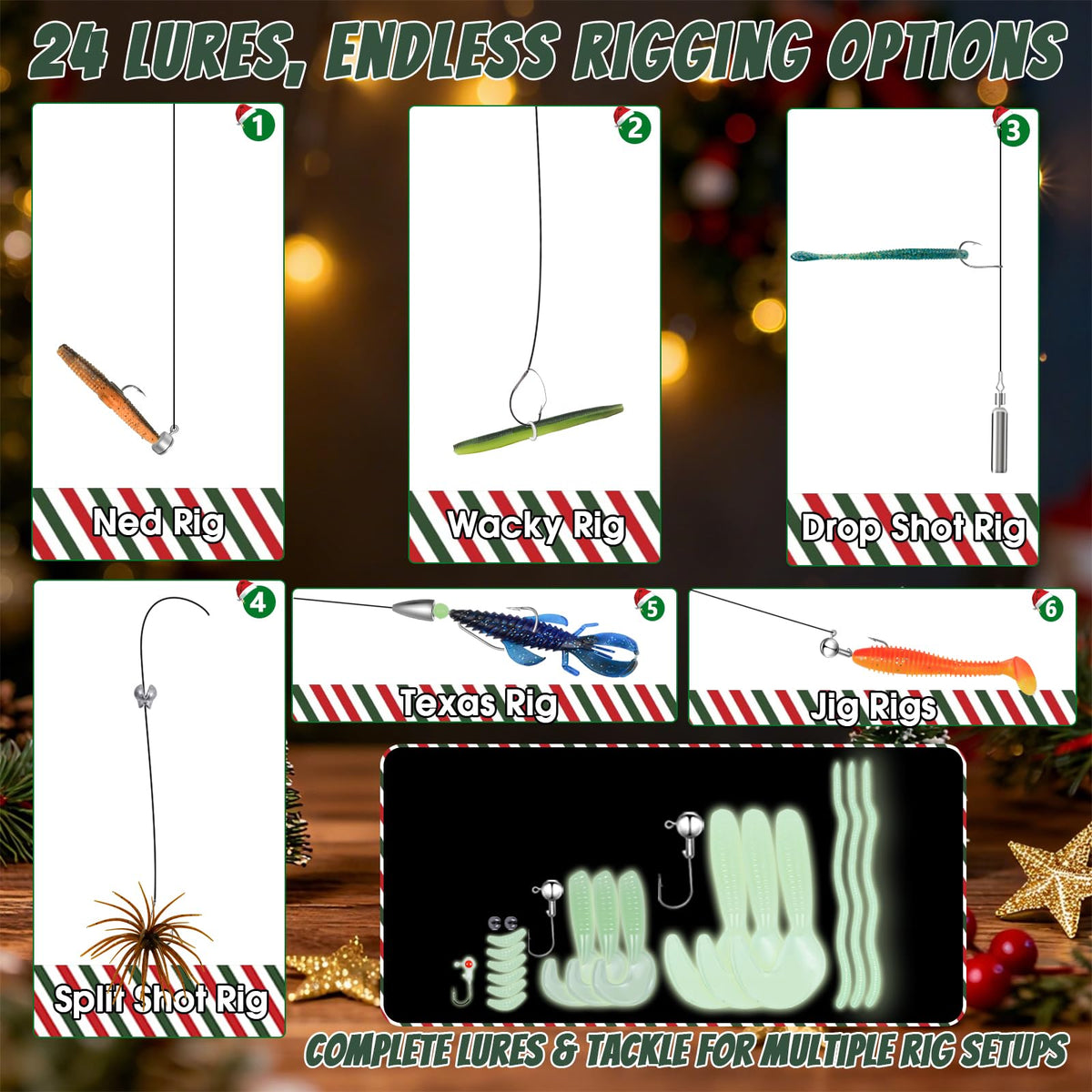 FONMANG Fishing Advent Calendar 2026, 24-Day Fishing Lures & Tackle Gift Box for Men, Teens, Boys and Anglers, Christmas Fishing Gift