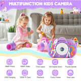 Kids Camera Toddler Toys for 3 4 5 6 7 8 Years Old Girls, 48MP HD Dual Lens Selfie Camera for Kids, 1080P HD Video Kids Digital Camera for Age 3-9 Christmas Birthday Gifts with 32G SD Card
