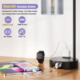 Innqoo Industrial Touch Table Lamps for Bedrooms Set of 2-3-Way Dimmable Lamps with USB C+A Ports and Outlet, Copper Bedside Lamps with Clear Glass Shade for Living Room, Desk Lamps for Home Office