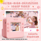 Kids Camera Instant Print Toys for Teenage Girls:1080P HD Digital Video Cameras for Girls, Christmas Birthday Gifts for 3 4 5 6 7 8 9 10 11 12 13 14 Year Old Girl with 32GB Sd Card-Pink