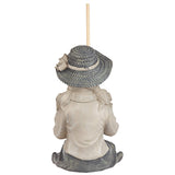 Design Toscano Big Catch Fisherwoman Nellie Girl with Fishing Pole Garden Statue, Medium 17 Inch Tall, Cast Stone Resin, Two Tone Stone Finish