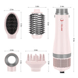 IG INGLAM 4 in 1 Blowout Hair Dryer Brush Set - Negative Ion Detachable Hair Dryer, Volumizer Styler with 2 Brush Heads, Pink