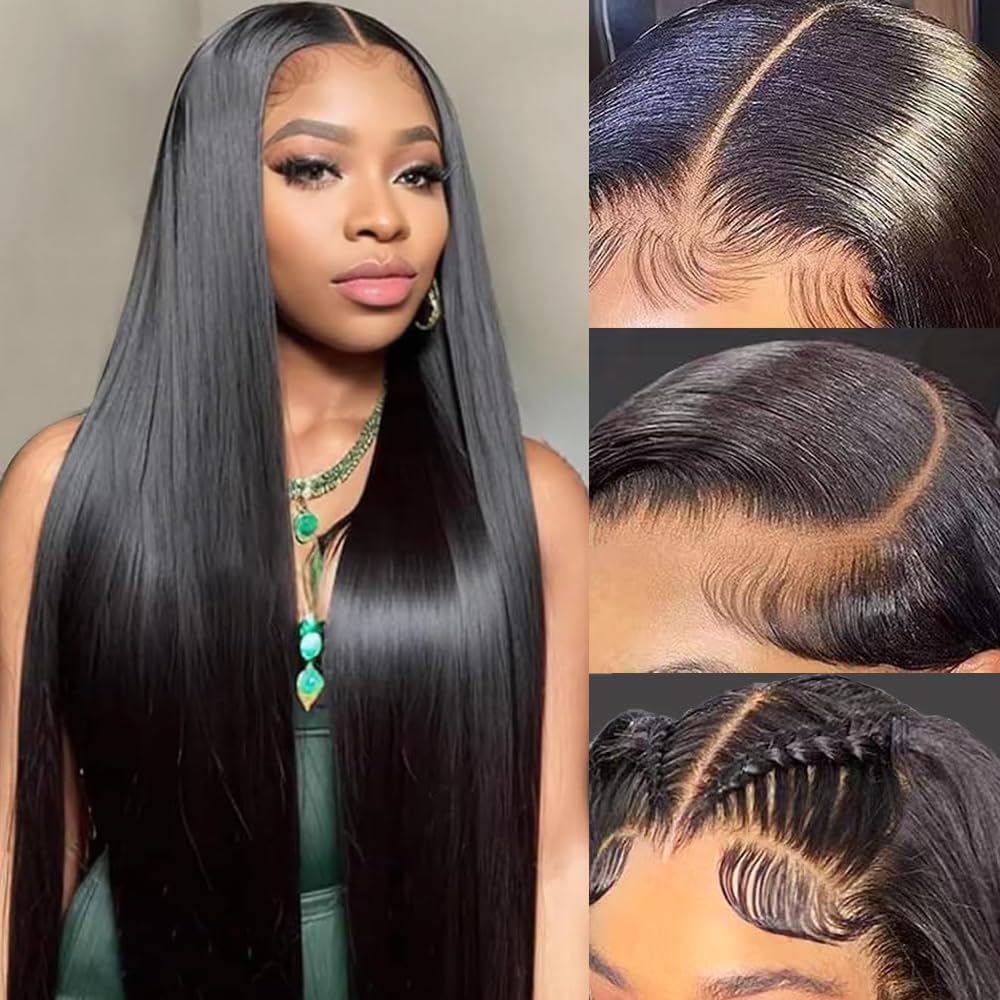 13x6 Lace Front Wigs Human Hair Straight Wigs Human Hair 200% Density Pure Human Hair Wig Pre Plucked Human Hair HD Lace Front Wigs With Baby Hair Frontal Glueless Wigs Human Hair for Women 26 Inch