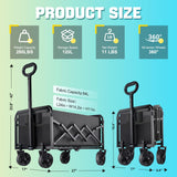 280LBS Collapsible Wagon Cart Foldable, Lightweight Grocery Cart with Wheels