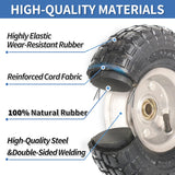 GICOOL 4.10/3.50-4" Tire and Wheel, 10" Pneumatic Tire, 4 Pack, with 2 1/4" Offset Hub, 5/8" Axle Bore Hole, Sealed Bearings for Hand Truck Trolley Dolly Garden Wagon Cart Wheel Replacement