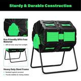 Compost Tumbler, Easy Assemble & Efficient Outdoor Compost Bin, 45 Gallon/170 Liter Large Dual Chamber Rotating Composter for Garden, Kitchen, and Yard Waste, Green Door