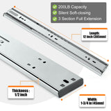 HBL’ 5 Pairs | Soft Close Drawer Slides 12 inch, Heavy Duty Cabinet Drawer Slides Replacement - Ball Bearing Full Extension, 200 LB Capacity, Made of Cold-Rolled Steel, Rust-Resistant & Long-Lasting.