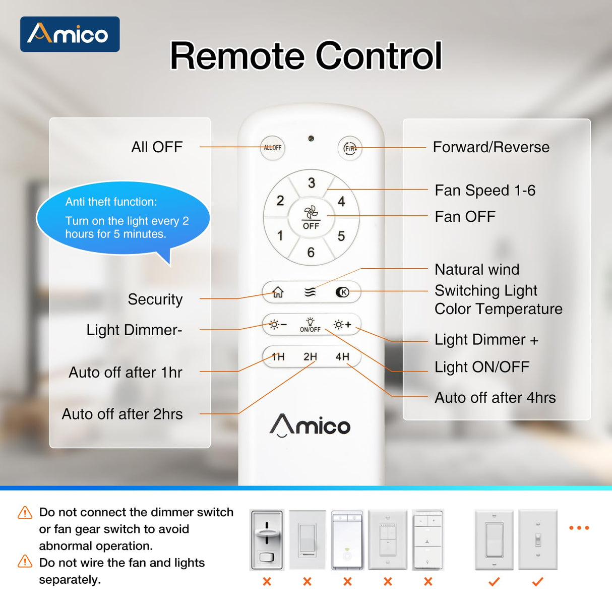 Amico 52 Inch Smart Ceiling Fan with Lights, Remote/App/Alexa/Google Control, WiFi Modern Downrod Mount Ceiling Fan, Reversible DC Motor, 6 Speeds, 3CCT, Dimmable, Quiet for Bedroom/Living Room, Black