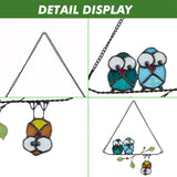 Rswardeleco Stained Glass Birds Window Hanging, Owl Suncatcher Decor