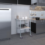 AmGood 30 in. x 30 in. Stainless Steel Work Table with Wheels | Metal Kitchen Food Prep Table | NSF