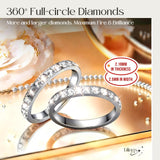 Tensea 2-Pack 14K Gold Plated Stackable Bands Compatible for Oura Ring Gen 5/4/3, Wedding Cubic Zirconia Simulated Diamond Ring Stack, Smart Ring Stacking Rings for Women, Size 6 7 8 9 10, Silver