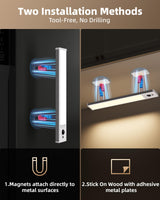 EZVALO 3-Pack Under Cabinet Lighting, 2400mAh Motion Sensor Light, LED Closet Lights Wireless, 3000K Dimmable, Timer, Magnetic, with Remote Control for Kitchen, Closet, Stairs