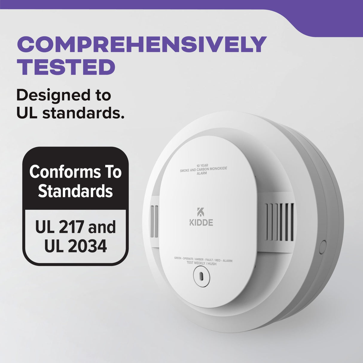 Kidde Smoke & Carbon Monoxide Detector, 10-Year Battery Powered, Voice Alerts, LED Warning Light Indicators