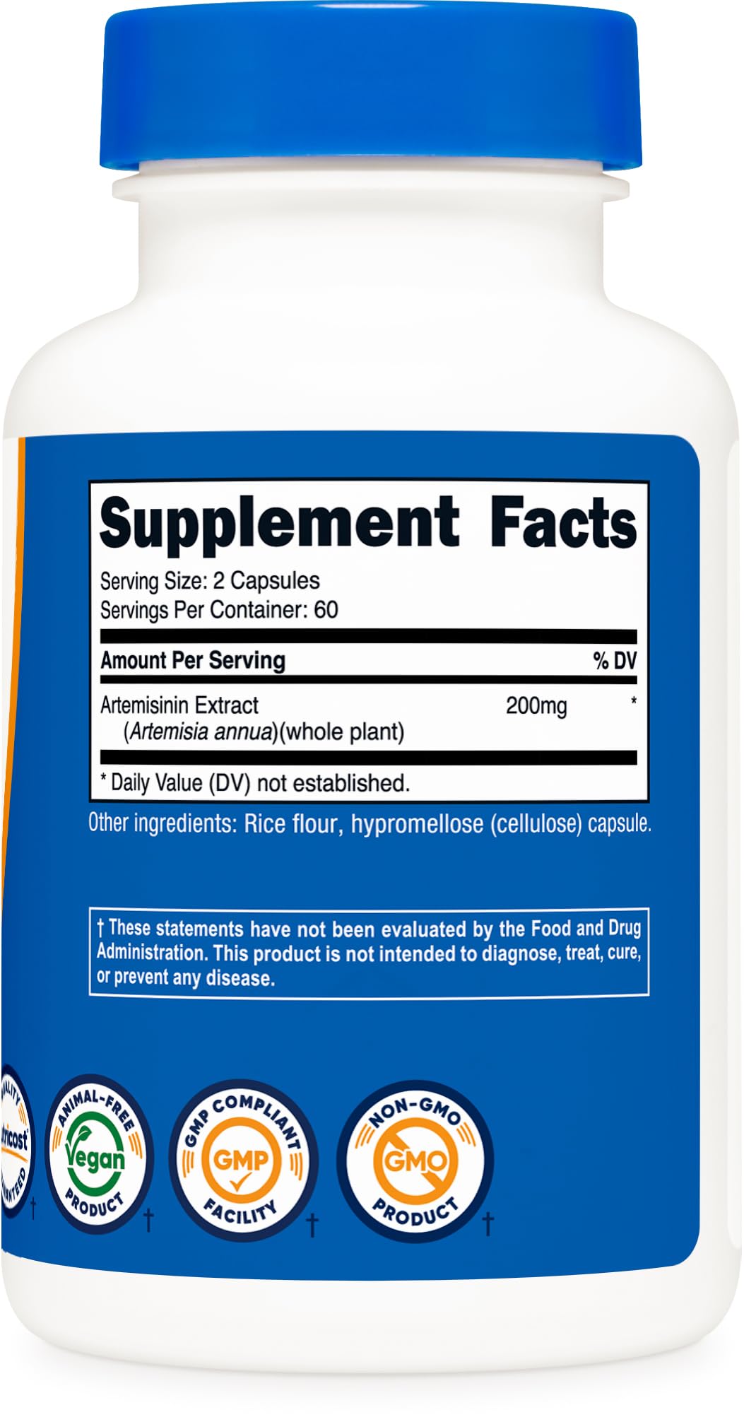Nutricost Artemisinin 200mg, 120 Vegetarian Capsules - Non-GMO, Gluten Free, 60 Servings
