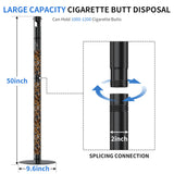 Scisum Cigarette Butt Disposal Outdoor and Indoor - 50" Waterproof Outdoor Ashtrays with Top Rain Cap - 2" Diameter Stainless Steel Standing Ashtray for Smokers Outside Patio, Home